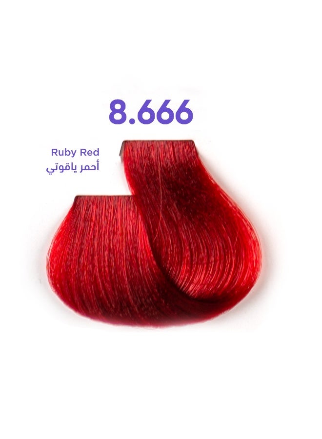 1B Hair Color Cream #8.666 Ruby Red – Permanent High-Intensity Red Hair Dye with Tress Tones Tyrosine Complex | 100ml | Bright Ruby Pigment | Long-Lasting Vibrant Color for Light Blonde to Medium Blonde Hair - Image 1