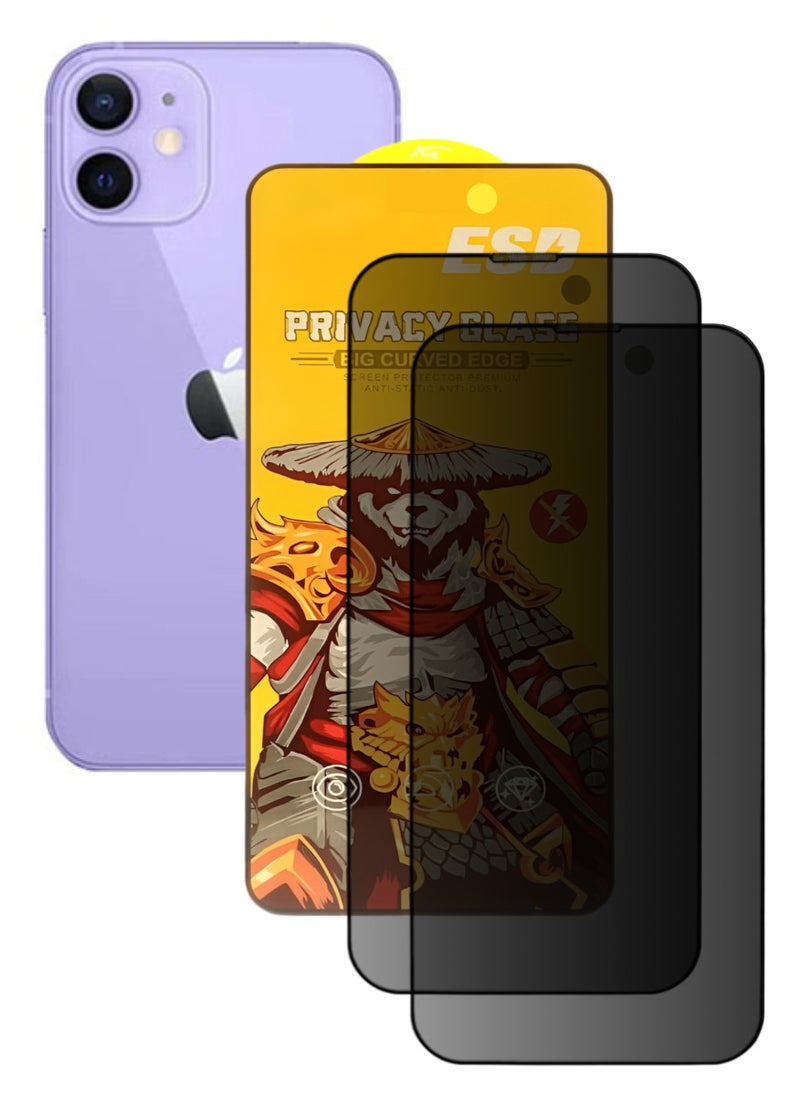 ESD 2 Pieces Tempered Dustproof Privacy Glass Screen Protector Compatible For iPhone 12 - Image 1