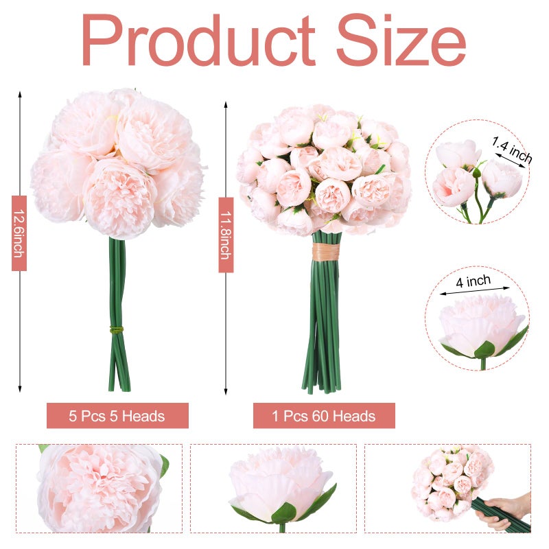 XunYee 85 Pcs Artificial Peonies Faux Silk Flowers Bulk for Vase Vintage Faux Peony Bouquet Florals Stems Arrangements for Valentines Wedding Table Centerpiece Farmhouse Birthday Vase Filler(Pink) - Image 2