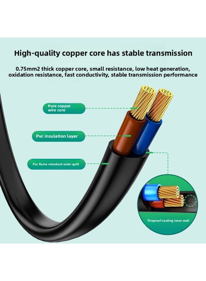 Shanze National Standard Two-plug 8-word Power Cable Eight-word Tail Double-hole Universal Cable 0.5/1/2 M CD-10/15-Color:Double-hole Eight-character [3C Certification] 0.5 M CD-05 - Image 3