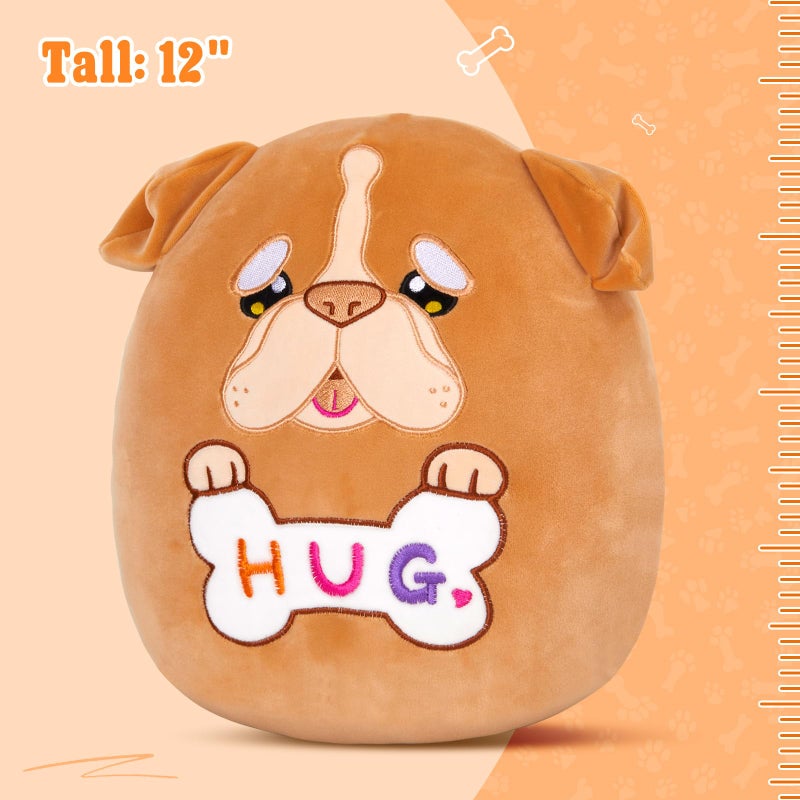 Glow Guards 12 Inch English Bulldog Plush Pillow Cute Bulldog Stuffed Animal Soft Bulldog Plush Toy Stuffed Animals Bulldog Birthday Gift for Boys Girls Kids Brown Bulldog - Image 2
