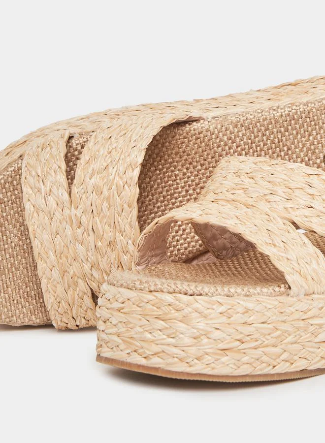 Styli Woven Espradille Wedge Flatform Heeled Sandals