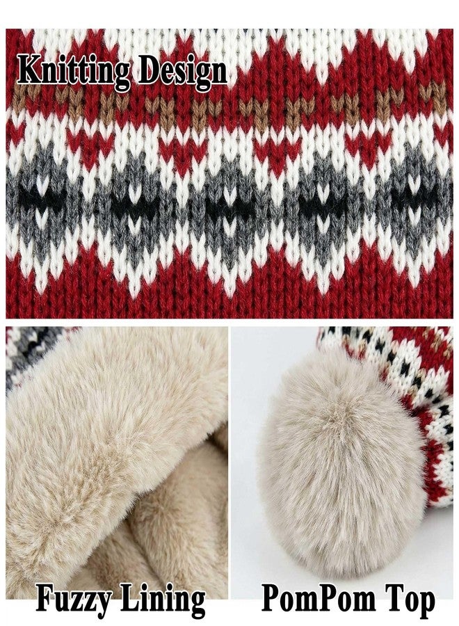 Kejea Winter Women Knit Beanie Hat Ear Flaps Trapper Hat Men Toque Warm, Red, 6 3/4-7 1/2 - Image 3