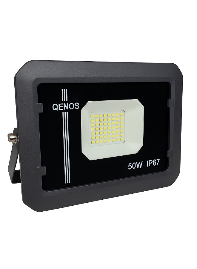Qenos 50W White LED Flood Light - Outdoor and Indoor Lighting, Waterproof and Heat Resistant - Image 1