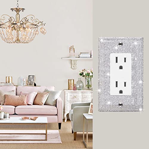 Gaocai 4 Pcs Shiny Silver Rhinestone Wall Plate Cover 1 Gang Decorative Light Switch Cover Rhinestones Switch Covers - Image 4
