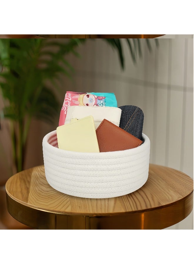 Small storage basket (set of two), natural cotton rope woven storage basket, oval small storage basket, Montessori small basket, baby nursery dog ​​toy basket, bathroom storage box, jewelry storage, desktop - Image 2