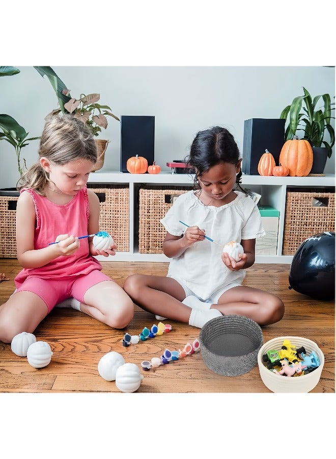 Small storage basket (set of two), natural cotton rope woven storage basket, oval small storage basket, Montessori small basket, baby nursery dog ​​toy basket, bathroom storage box, jewelry storage, desktop - Image 4