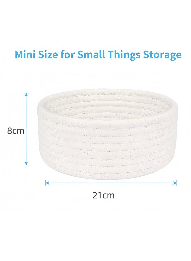 Small storage basket (set of two), natural cotton rope woven storage basket, oval small storage basket, Montessori small basket, baby nursery dog ​​toy basket, bathroom storage box, jewelry storage, desktop - Image 5