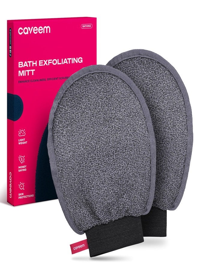 Caveem Exfoliating Mitt, Body Scrubber for Deep Exfoliation, Korean Scrub Mitt, Turkish Body Exfoliator for Remove Dead Skin, Gentle Lightweight Loofah Bath Glove for Shower (2 Pack) - Image 1