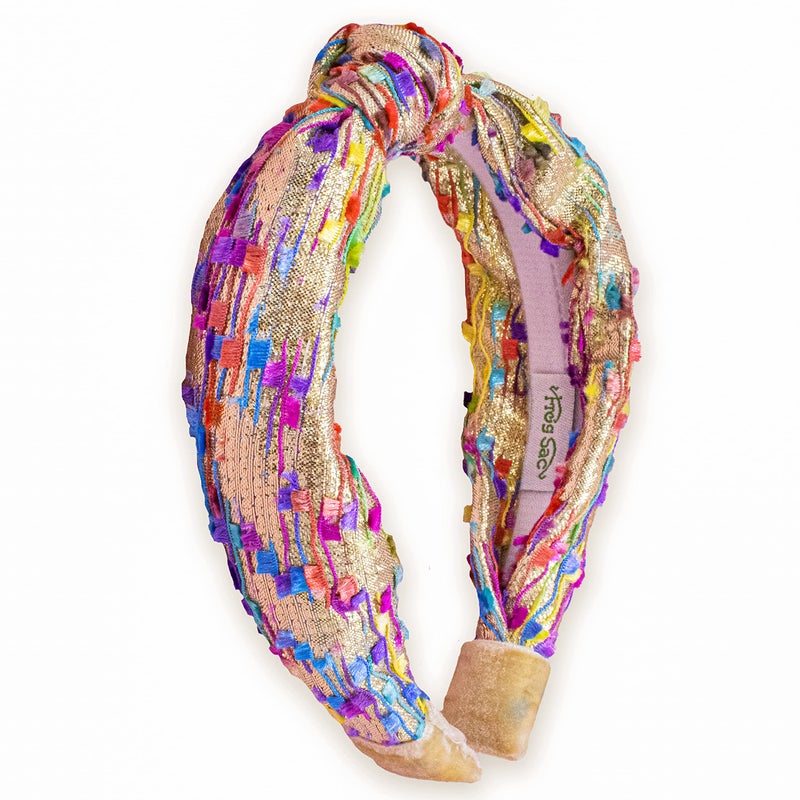 FROG SAC FROG SAC Confetti Knotted Headband for Girls, Knot Hair Bands for Kids, Cute Fashion Fabric Head Band (Gold) 