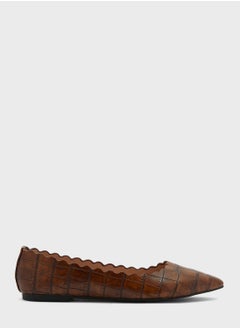 Shiny Croc Effect Pointed Flat Shoe