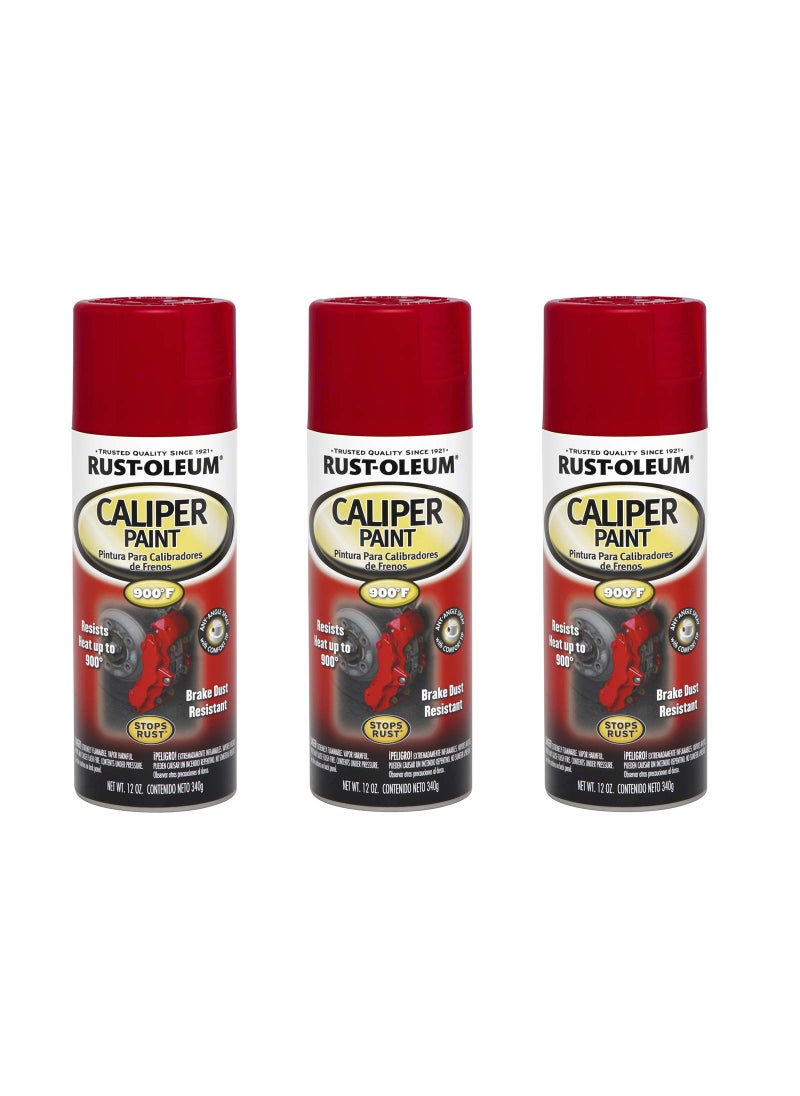 RUST-OLEUM Rust-Oleum 251591-3PK Caliper Spray Paint, 12 oz, Red, 3 Pack  - Image 1