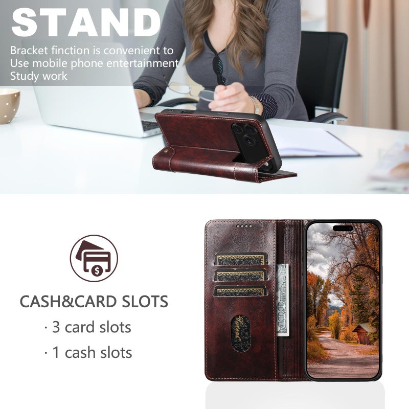 Suteni For Iphone 17 Pro Max Baroque Calf Texture Buckle Wallet Leather Phone Case(Brown) - Image 5