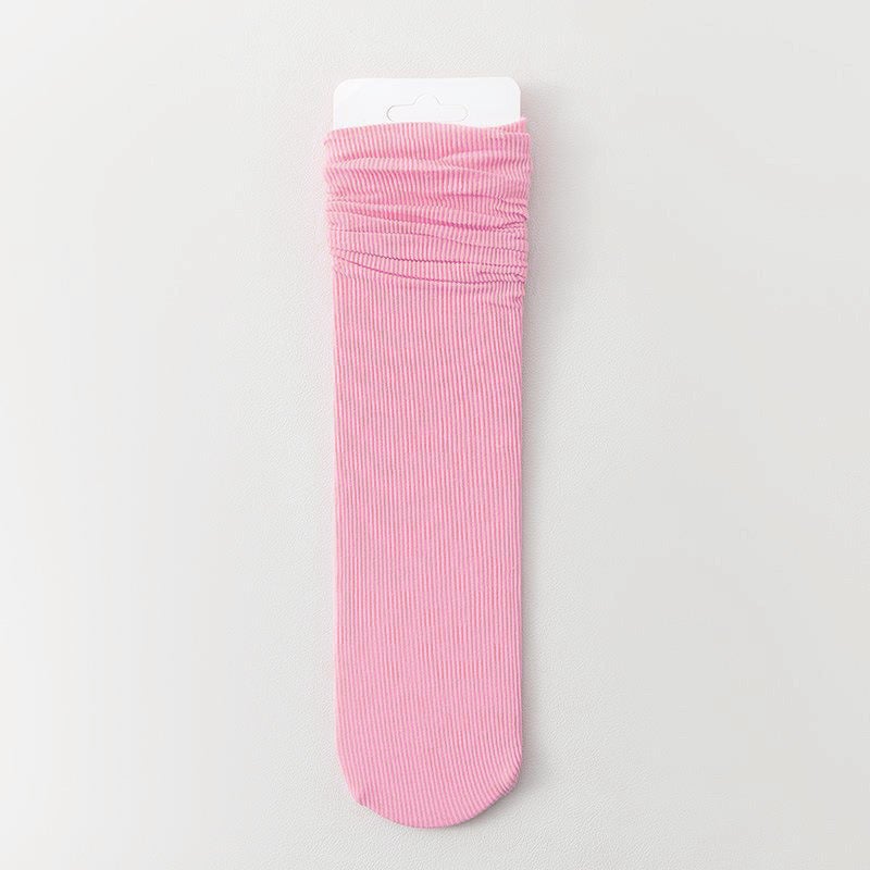 Socks Women's Stacked Socks Summer Ice Socks Thin Loose Japanese Velvet Ice Silk Summer Solid Color Long Mid-length Socks - Image 1