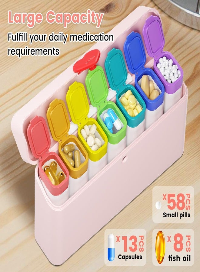 Odaro Weekly Pill Organizer 2 Times a Day, Large Pill Box 7 Day, Daily Twice Am Pm Medicine Organizer, Travel Contaniner for Medicine, Vitamin and Supplement, Pink - Image 3