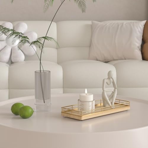 Focusonit Wooden Decorative Tray, Oak 11.2" L Kitchen Countertop Soap Sponge Holder for Dresser Perfume Tray Jewelry Candle Nightstand Table Centerpieces for Dining Room Decor Natural - Image 5