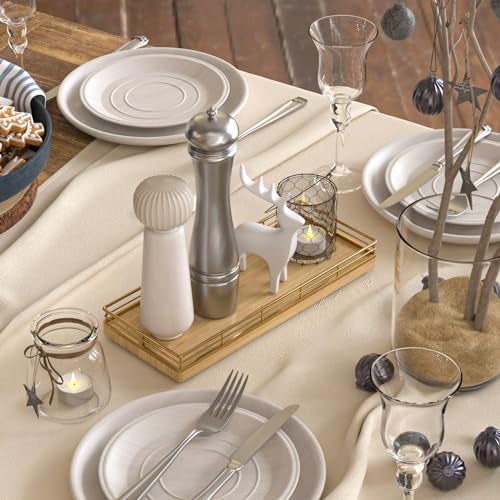 Focusonit Wooden Decorative Tray, Oak 11.2" L Kitchen Countertop Soap Sponge Holder for Dresser Perfume Tray Jewelry Candle Nightstand Table Centerpieces for Dining Room Decor Natural - Image 3