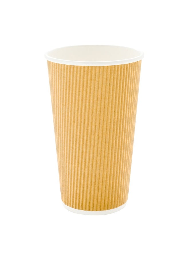 Restaurantware Restaurantware 20 Ounce Ripple Insulated Coffee Cups, 250 Double Wall Corrugated Tumblers, Leakproof, Sustainable Kraft Paper Design, Ribbed Surface, Secure Grip, Matching Lids Sold Separately  - Image 1