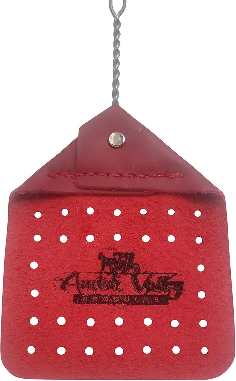 Amish Handcrafted مروحة ذباب جلدية من منتجات وادي الأميش مصنوعة يدويًا بمقبض سلكي - خيار اللون (أحمر) - Image 4