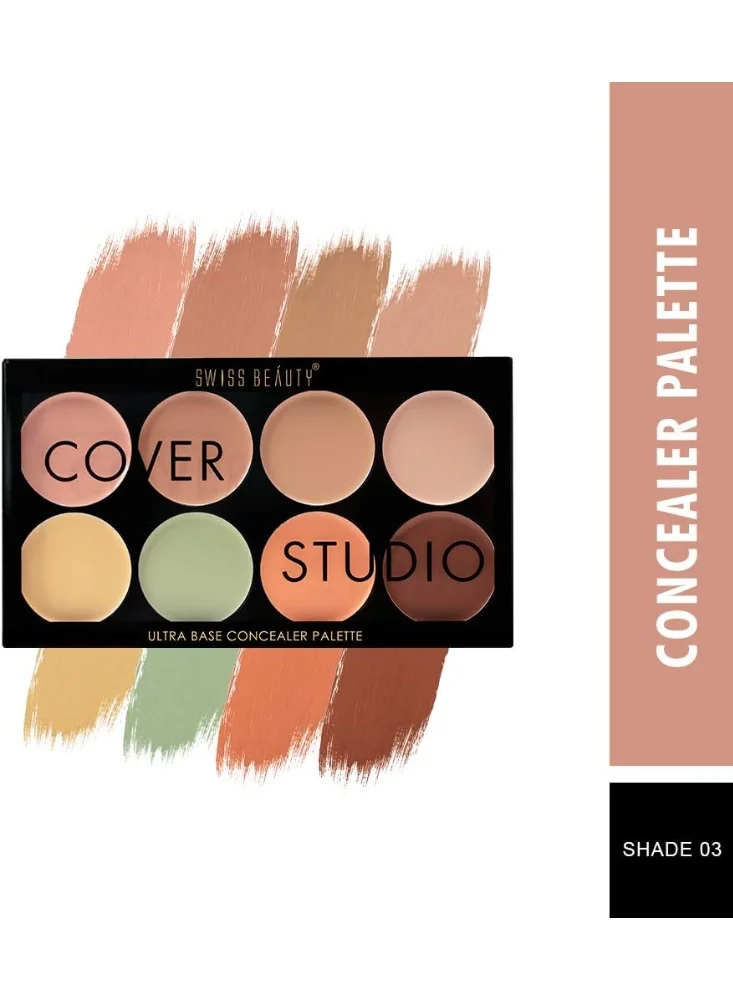 سويس بيوتي Swiss Beauty Ultra Base Concealer Radiant, Cream Palette | Light Weight Multi-Purpose Concealer Color Corrector Palette | Shade-03,19G