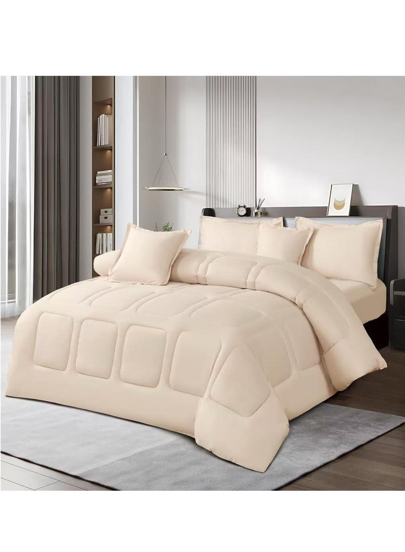 Plain double duvet cover set, king size bed sheet, 6 pieces, size 240 x 220 cm - Image 1
