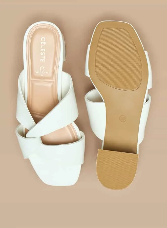 Celeste Women's Solid Slip-On Sandals with Block Heels