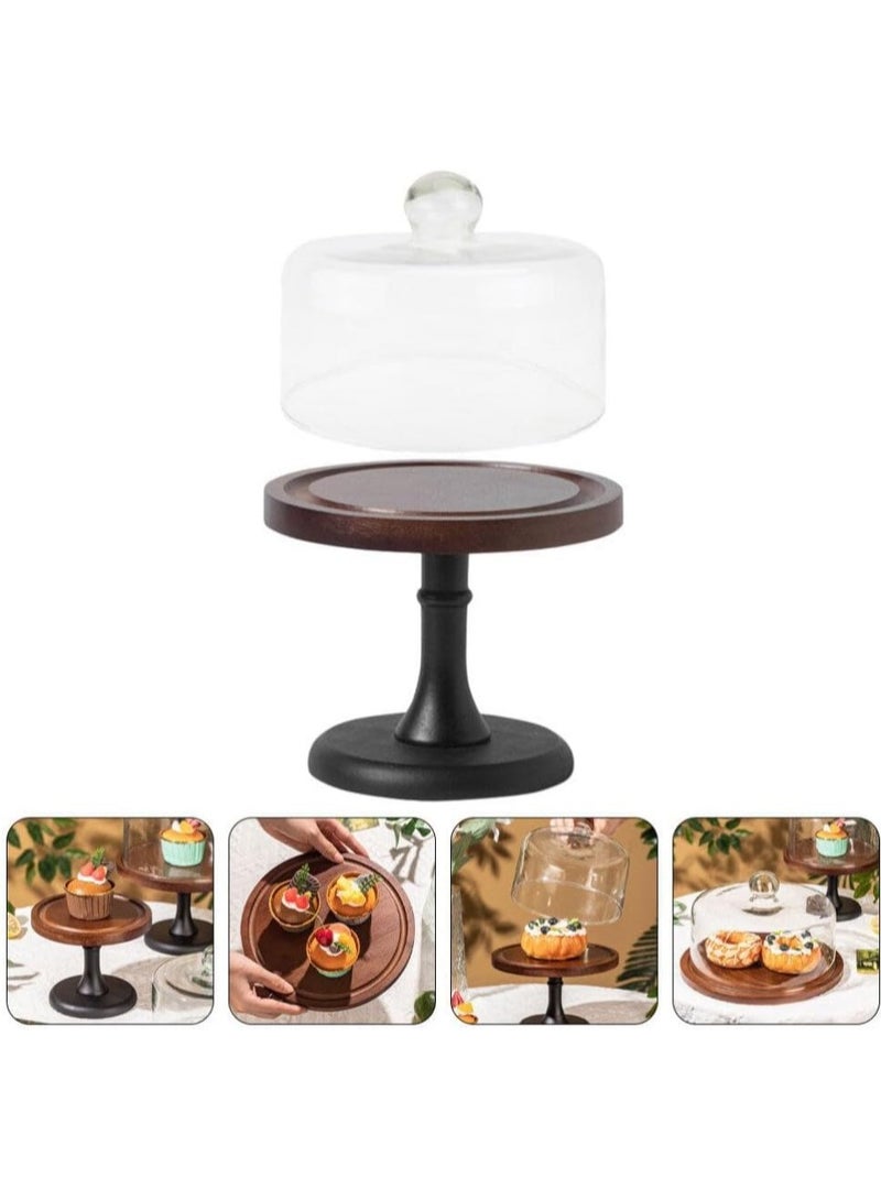 Vparty Premium Acacia Wood Cake Stand with Glass Cover – Elegant and Stylish Cake Plate for Weddings, Parties, Dessert Display, Perfect for Showcasing Cakes, Pastries, and Treats, Durable Acacia Wood Base, Ideal for Special Occasions  - Image 4