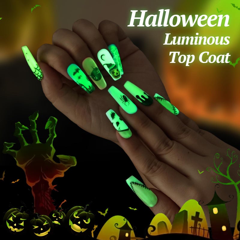 U-Shinein Glow In The Dark Gel, Glow Transparent Nail Top Coat, Long-lasting Luminous Nail Gel Top Coat for Nail Art, UV LED Needed Perfect with Any Colors Salon Pro DIY Home - Image 2