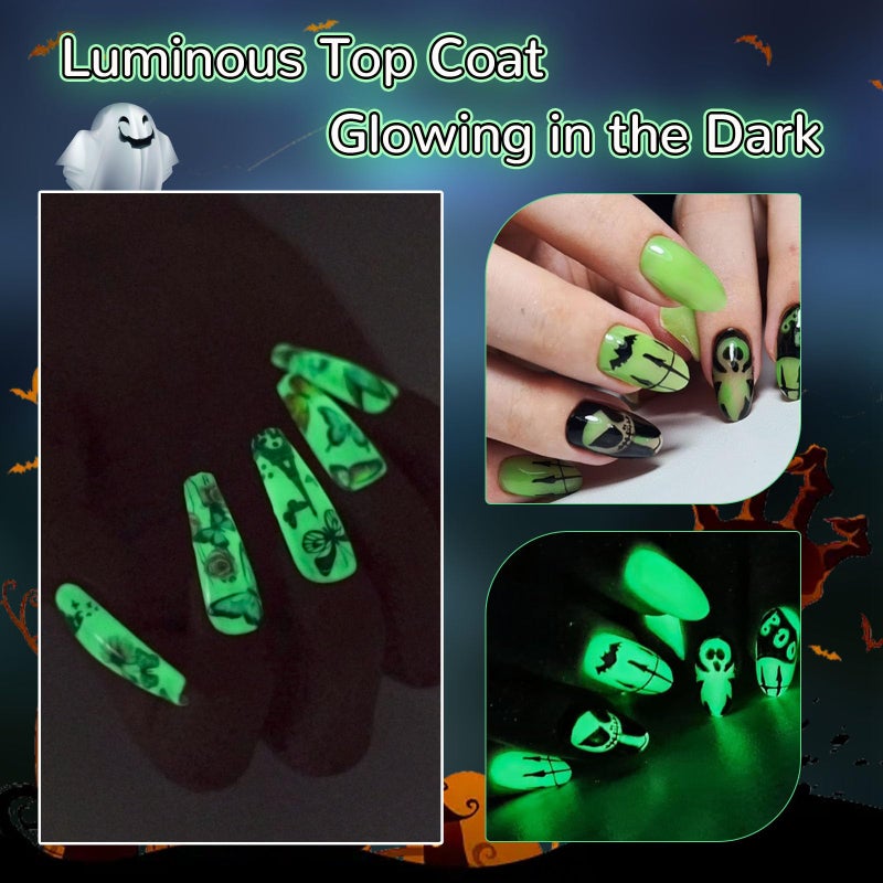 U-Shinein Glow In The Dark Gel, Glow Transparent Nail Top Coat, Long-lasting Luminous Nail Gel Top Coat for Nail Art, UV LED Needed Perfect with Any Colors Salon Pro DIY Home - Image 5