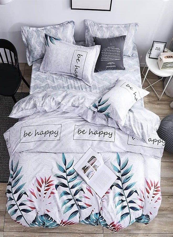 King Size 220x240 cm - 6-Pcs Bed Set, Microfiber Fabric - 1 Duvet Cover, 1 Fitted Sheet, 4 Pillowcases ， Breathable, comfortable and soft (Filler Not Included)