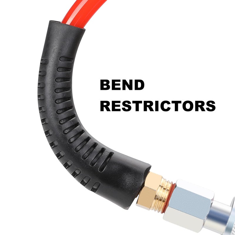 Hromee 1/4 in x 30 ft Polyurethane Recoil Air Compressor Hose with Bend Restrictors Compressor Hose with 1/4" Industrial Universal Quick Coupler and 4PCS I/M Plug Kit, Red - Image 3