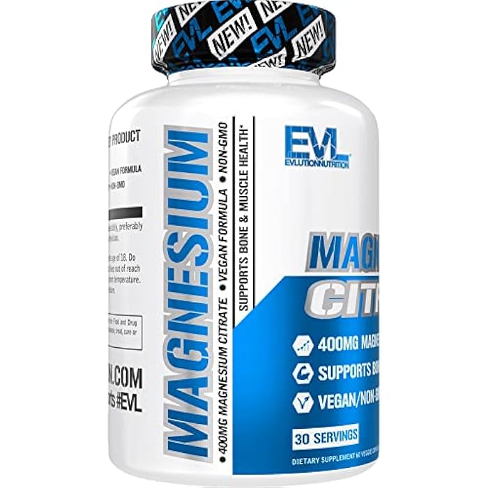 Evlution EVL Magnesium Citrate Capsules 400mg - Muscle and Bone Health Supplement with Pure Magnesium Citrate for Muscle Relaxation and Bone Strength - 60 Veggie Capsules for Health - Image 4