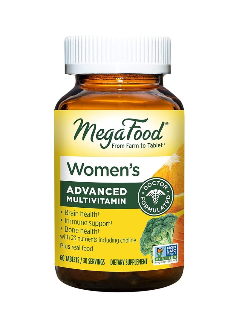 MegaFood MegaFood Women's Multivitamin - Multivitamin Supplement with Iron, Biotin, Zinc, and Vitamins C, D3, B12, E, and More - Gluten-Free, Vegetarian & Made without Dairy & Soy - 60 Tabs (30 Servings)  - Image 1