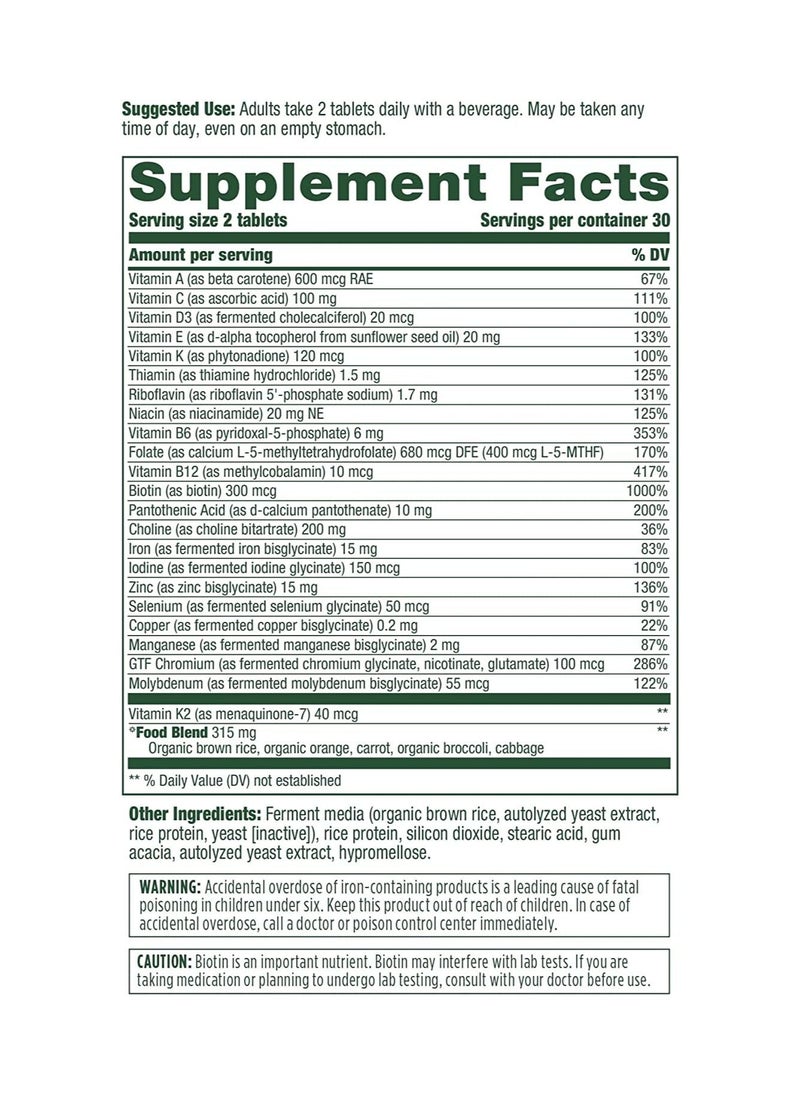 MegaFood MegaFood Women's Multivitamin - Multivitamin Supplement with Iron, Biotin, Zinc, and Vitamins C, D3, B12, E, and More - Gluten-Free, Vegetarian & Made without Dairy & Soy - 60 Tabs (30 Servings)  - Image 2