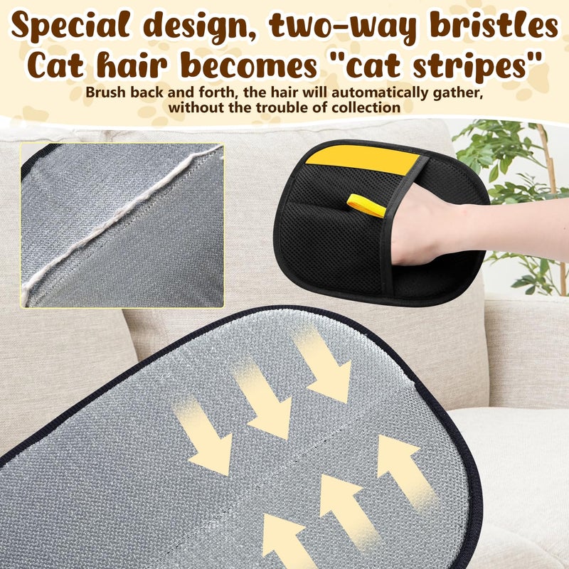 KLIFE Pet Hair Remover Glove, Electrostatic Pet Hair Removal Gloves for Cats & Dogs, Reusable Double Sided Pet Hair Remover for Couch, Furniture, Carpet, Car Seat(2pcs) - Image 2