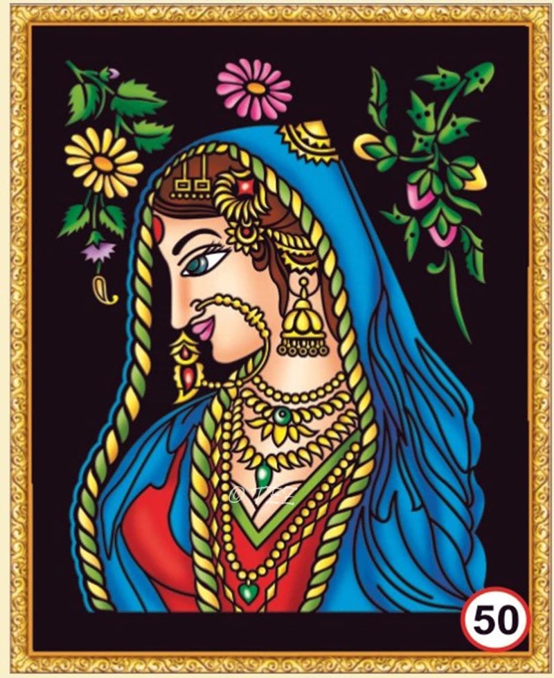 Tez DIY - Emboss Painting Kit, Ornamental Lady, Medium(13x19 inch), Design No. 50 - Image 1
