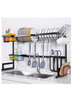 Generic Arabesque 2-Tier Adjustable Width Stainless Steel Kitchen Dish Storage Rack  - Image 2