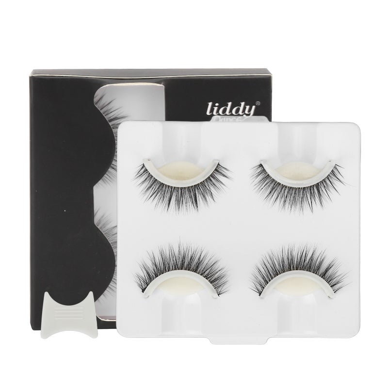 2 Pairs Self Adhesive False Eyelashes Glue Free Reusable Comfortable Natural Look False Eyelashes with Adhesive Strip LD-2202 - Image 1