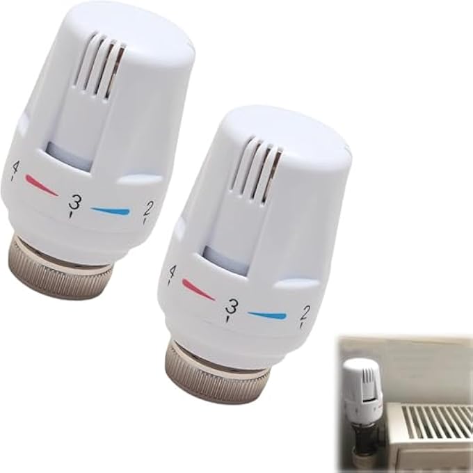 2 PCS THERMOSTATIC RADIATOR VALVES, STANDARD RADIATOR THERMOSTAT HEAD REPLACEMENT - Image 1