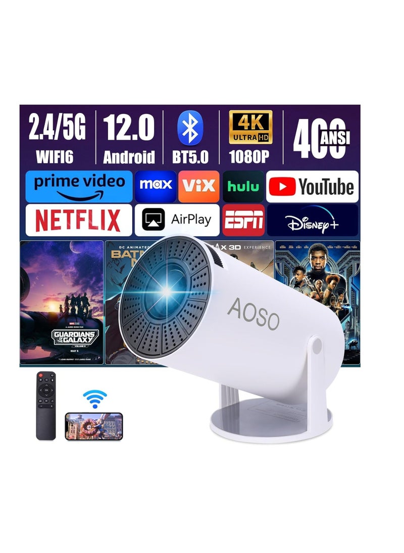 Generic - Portable Mini Projector with Android 12, Support 1080P Full HD Projector 200ANSI, with WiFi 6 and Bluetooth 5.0 Projectors Home Theater, Outdoor Cinema Projector, Support Mobile Phone Projection - Image 1