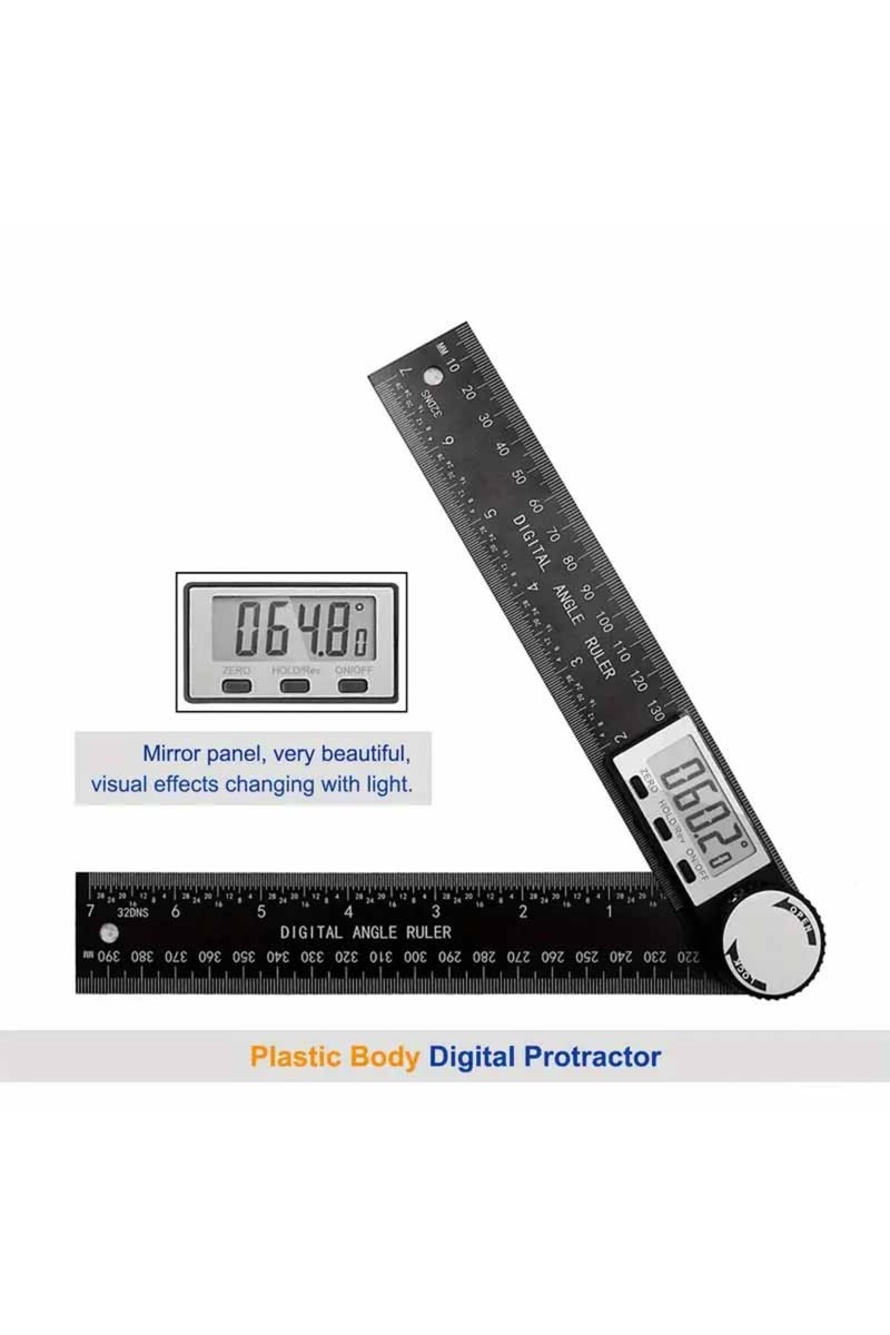 إيروريكس مقياس زاوية رقمي أسود اللون، قطعة واحدة، 2 في 1، مناسب لأدوات قياس النجارة، عالي الدقة