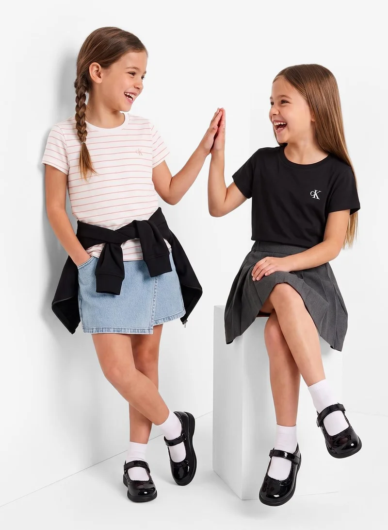 Calvin Klein Jeans WHITE 11-0601 TCX 2-Pack Monogram Logo T-Shirts for Women | Best Price UAE