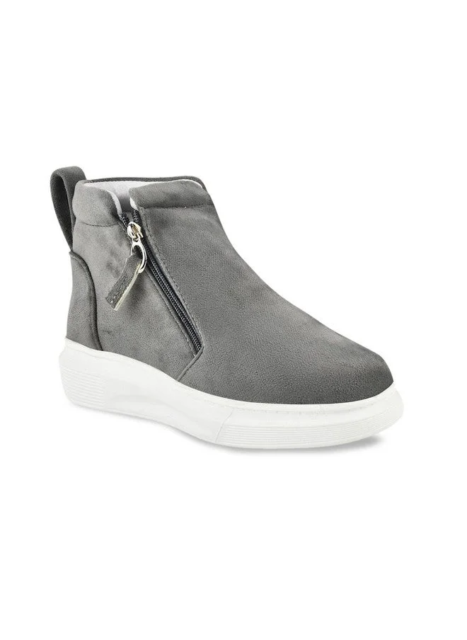 شوتوبيا Shoetopia Women's Stylish Suede Casual Boot Sneakers | Ankle Length Slip-On Booot with Side Zipper & Comfortable Slip-Resist Sole