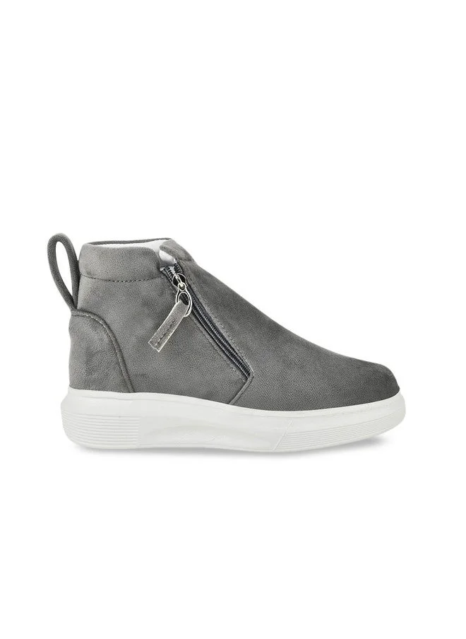 شوتوبيا Shoetopia Women's Stylish Suede Casual Boot Sneakers | Ankle Length Slip-On Booot with Side Zipper & Comfortable Slip-Resist Sole
