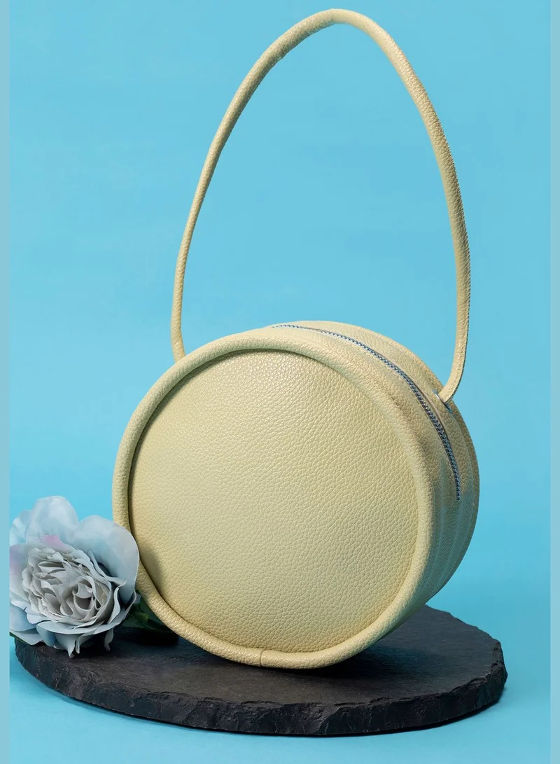 Haute Sauce Solid Zip Lock Hand Bag with Round Shape