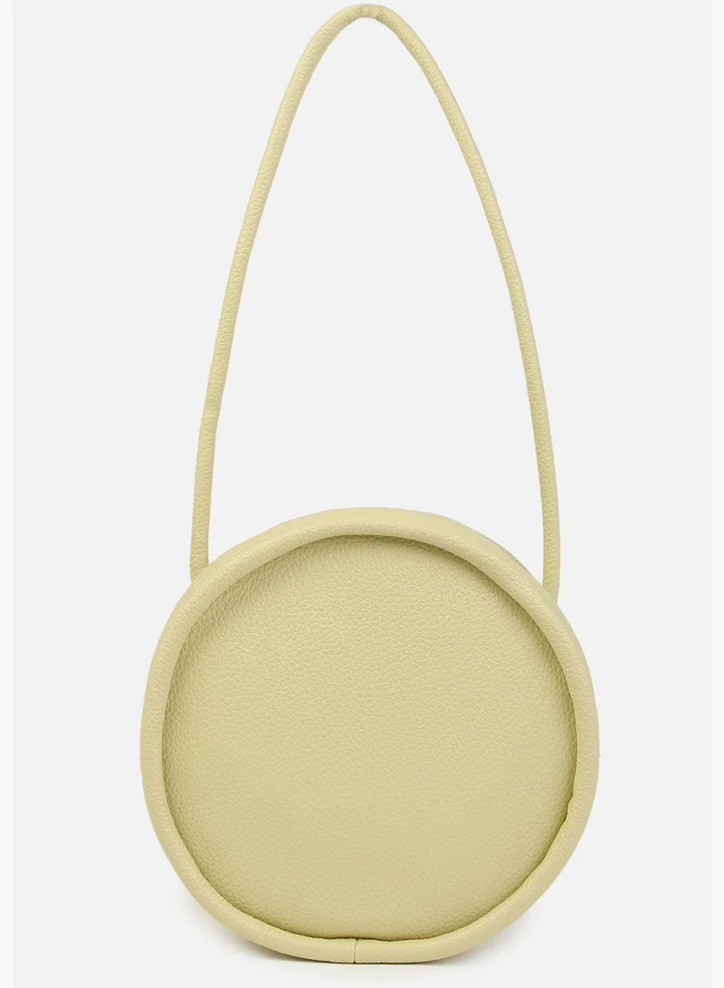 Haute Sauce Solid Zip Lock Hand Bag with Round Shape
