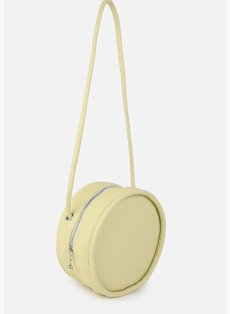 Haute Sauce Solid Zip Lock Hand Bag with Round Shape