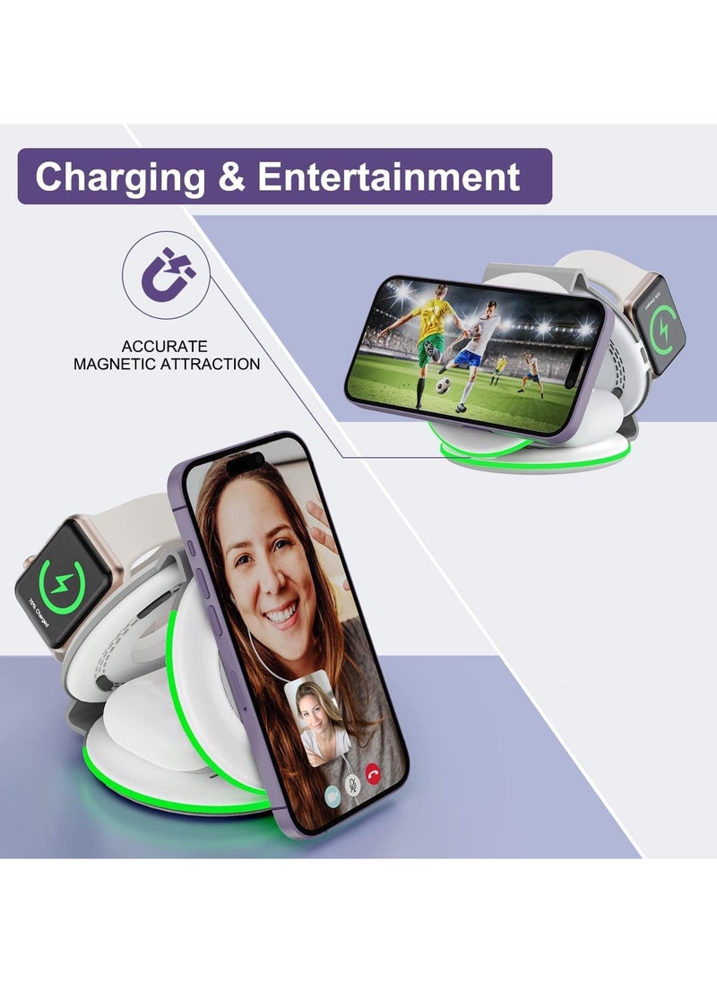 Generic - AMROAH 3 in 1 Wireless Charger Foldable, Magnetic Fast Charging Station Compatible with iPhone, All in One Travel Charging Pad for All iPhone Series And All iWatch's Series Airpods 3,2 Pro - Image 1