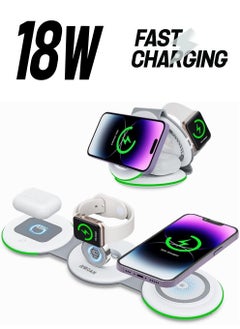 AMROAH 3 in 1 Wireless Charger Foldable, Magnetic Fast Charging Station Compatible with iPhone, All in One Travel Charging Pad for All iPhone Series And All iWatch's Series Airpods 3,2 Pro