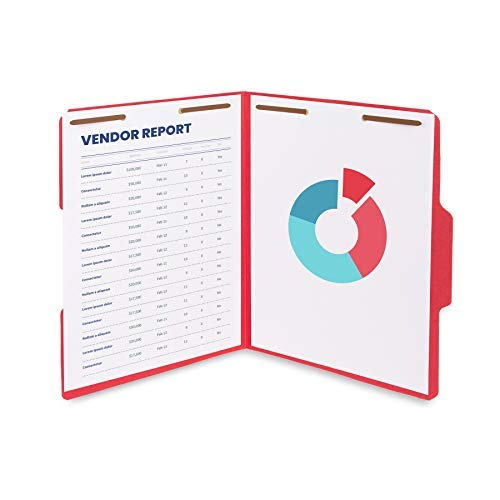 Blue Summit Supplies 50 Assorted Color Fastener File Folders - 1/3 Cut Reinforced Tab - Durable 2 Prongs Bonded Fastener Designed to Organize Standard Medical Files, Law Client Files, Office Reports - Letter Size - Image 2